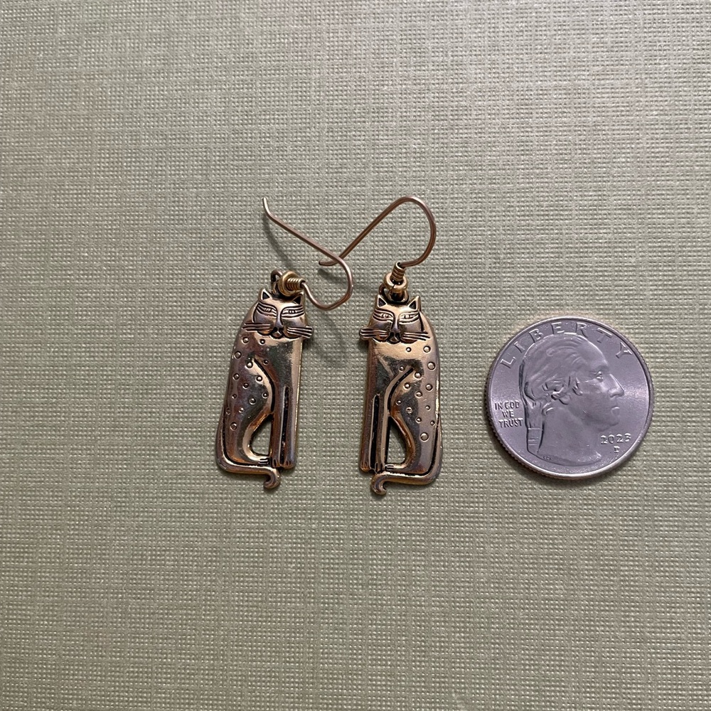 Laurel Burch Vintage Gold Cat Earrings